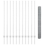 VidaXL plotové stĺpiky 22 ks U-kanál 140 cm pozinkovaná oceľ, VidaXL šesťuholníkový plot 1.4x25 m pozinkovaná oceľ – Obrázok 4