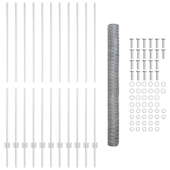 vidaXL Sada hexagónového plota Sada 2 Pozinkovaná oceľ 25 x 1.5 m Odolná – Obrázok 5