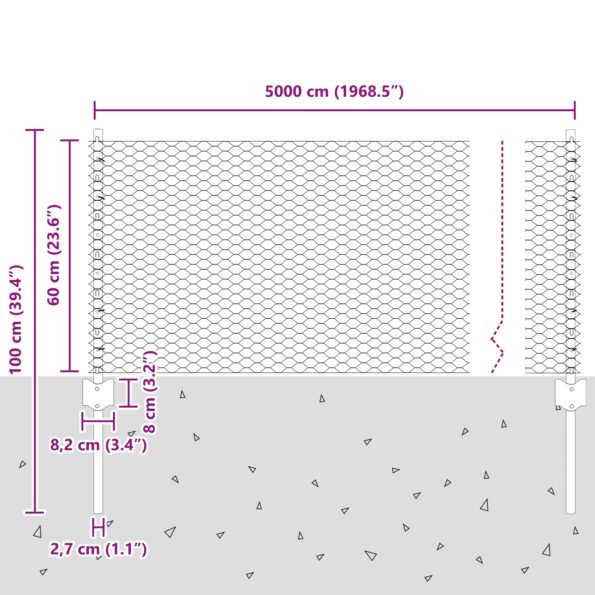vidaXL Podpery plotu 11 ks U-kanál 60 cm pozinkovaná oceľ – Obrázok 10