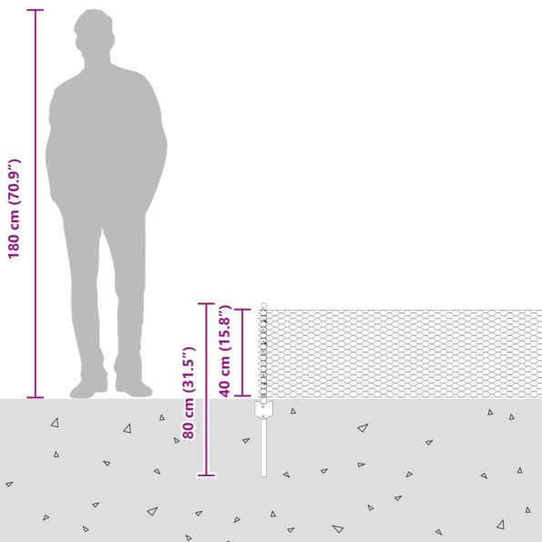 vidaXL Oplotenie stĺpiky 11 ks U-nádrž 40 cm pozinkovaná oceľ – Obrázok 12