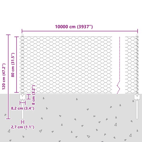 vidaXL Plotové stĺpy 11 ks U-Channel 80 cm z pozinkovanej ocele – Obrázok 10