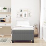 vidaXL Box Spring Posteľ Svetlosivá Jednolôžková Manšestr – Obrázok 5