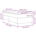 vidaXL Posteľ s box springom a matracom Svetlozelená Sivá 90x200 cm Kordurová látka – Obrázok 13
