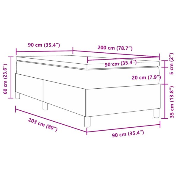 vidaXL Posteľ s box springom a matracom Svetlozelená Sivá 90x200 cm Kordurová látka – Obrázok 13