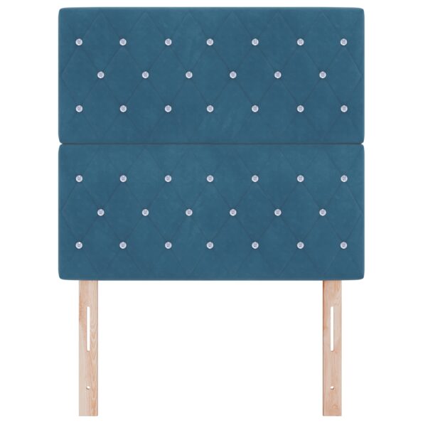 vidaXL Čelo postele s kryštálovými gombíkmi, čalúnené, tmavomodré 100 cm zamat – Obrázok 4