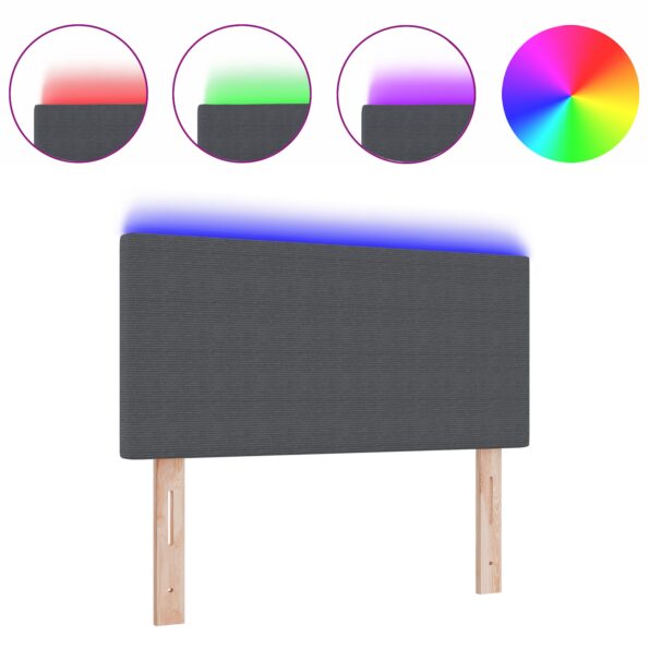 vidaXL LED Čelo postele - Jednoduchý dizajn, tmavosivá, 80 cm, mäkká textília – Obrázok 3