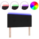 vidaXL LED čelo postele s gombíkmi čierne 90 cm textil – Obrázok 3