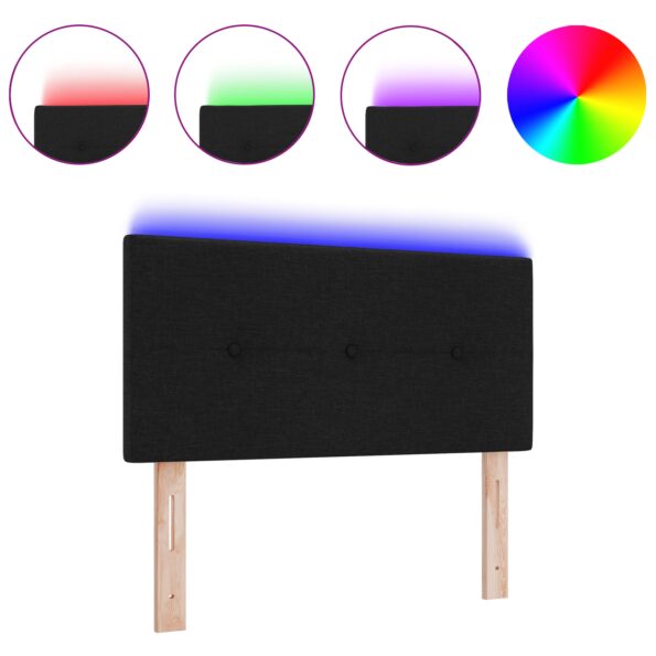 vidaXL LED čelo postele s gombíkmi čierne 90 cm textil – Obrázok 3
