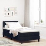 vidaXL Posteľ s pružinovým rámom Čierny 90 x 200 cm látka