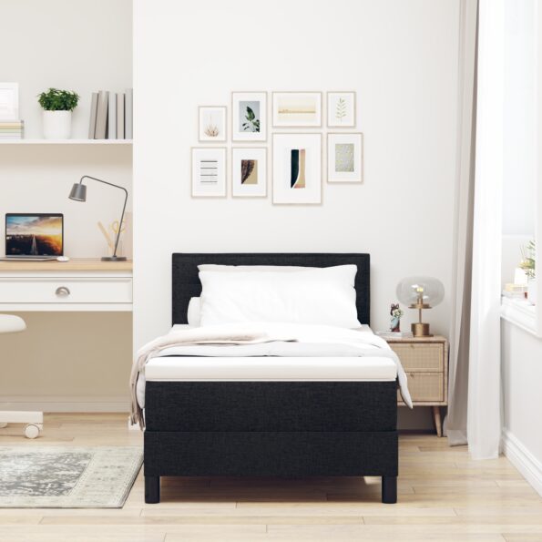 vidaXL Posteľ s pružinovým rámom Čierny 90 x 200 cm látka – Obrázok 5