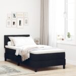vidaXL Posteľ s pružinovým rámom Čierny 90 x 200 cm látka