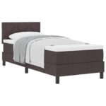 vidaXL Bezpružinová posteľ s matracom tmavohnedá 80x200 cm textília – Obrázok 3