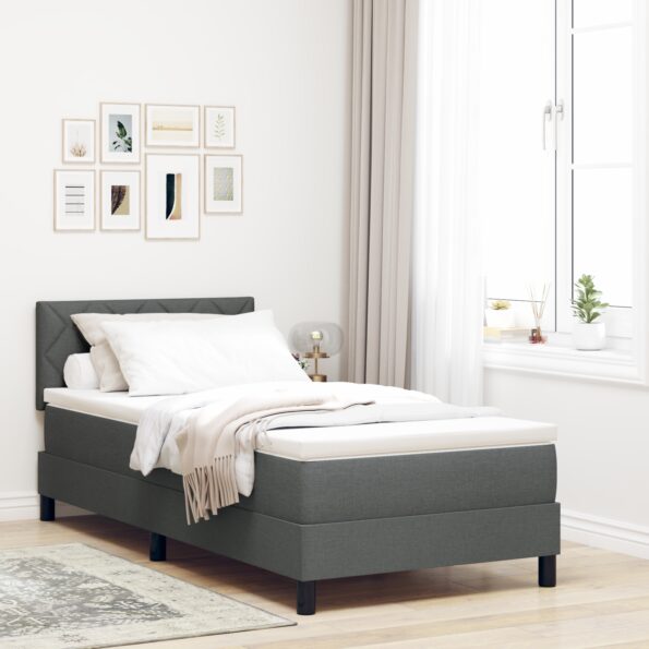 3338728_1.jpg vidaXL Tmavošedá posteľ s box springom a matracom 90x190 cm z textílie – Obrázok 1