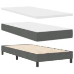 vidaXL Tmavošedá posteľ s box springom a matracom 90x190 cm z textílie – Obrázok 6