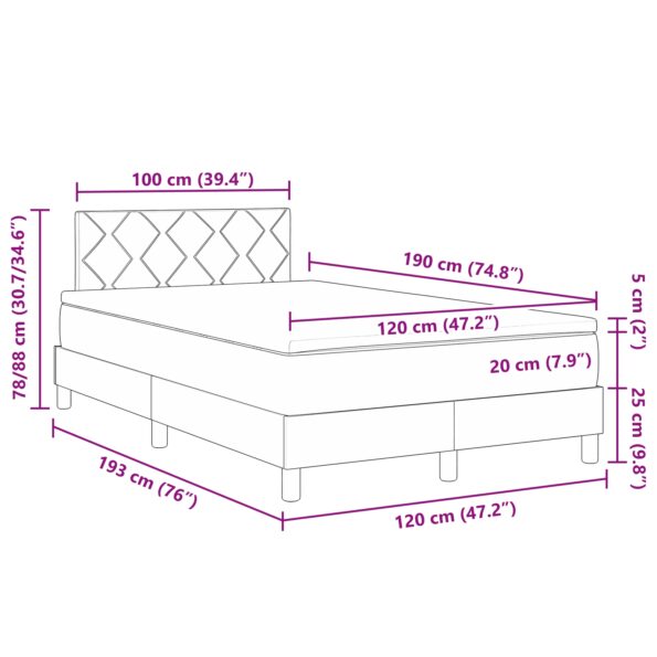 vidaXL Box Spring posteľ s matracom Čierna 120x190 cm Tkanina – Obrázok 12