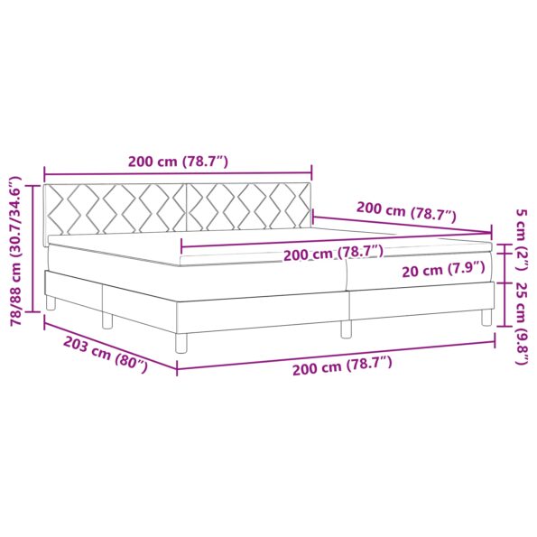 3338790_12.jpg vidaXL Posteľ s matracom svetlosivá 200x200 cm textília – Obrázok 12