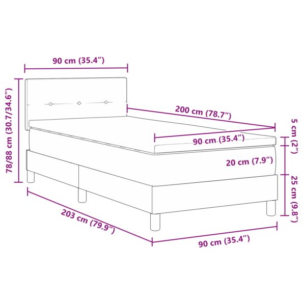 vidaXL Posteľ s pružinovým systémom s matracom Taupe 90x200 cm Tkanina – Obrázok 12