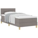vidaXL Posteľ s pružinovým systémom s matracom Taupe 90x200 cm Tkanina – Obrázok 3