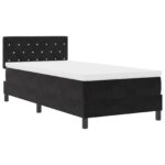 vidaXL Box Spring Posteľ s Matracom Čierna Jednolôžková Zamat – Obrázok 2