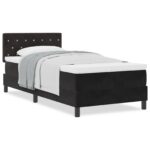 vidaXL Box Spring Posteľ s Matracom Čierna Jednolôžková Zamat – Obrázok 4