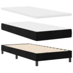 vidaXL Box Spring Posteľ s Matracom Čierna Jednolôžková Zamat – Obrázok 6