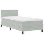 vidaXL Box Spring Bed s matracom Svetlosivý 90x200 cm Zamat – Obrázok 2