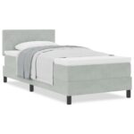 vidaXL Box Spring Bed s matracom Svetlosivý 90x200 cm Zamat – Obrázok 4