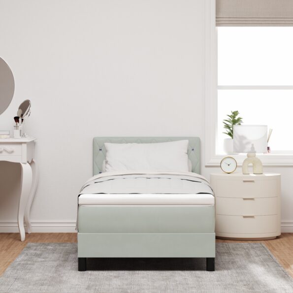 3339080_5.jpg vidaXL Box Spring Bed s matracom Svetlosivý 90x200 cm Zamat – Obrázok 5