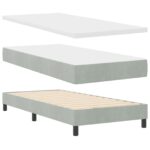 vidaXL Box Spring Bed s matracom Svetlosivý 90x200 cm Zamat – Obrázok 6