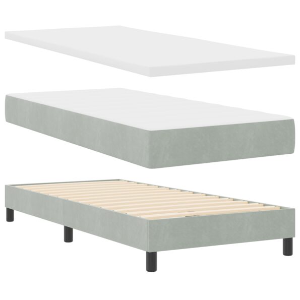 3339080_6.jpg vidaXL Box Spring Bed s matracom Svetlosivý 90x200 cm Zamat – Obrázok 6
