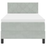 vidaXL Posteľ s kontinentálnym matracom Svetlosivá Jednolôžková Sametová – Obrázok 8