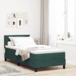 vidaXL Box Spring Postel s matracom tmavozelená jednolôžková zamatová