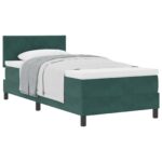 vidaXL Box Spring Postel s matracom tmavozelená jednolôžková zamatová – Obrázok 3