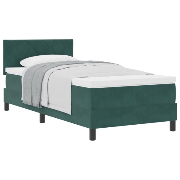 3339209_3.jpg vidaXL Box Spring Postel s matracom tmavozelená jednolôžková zamatová – Obrázok 3