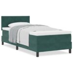 vidaXL Box Spring Postel s matracom tmavozelená jednolôžková zamatová – Obrázok 4