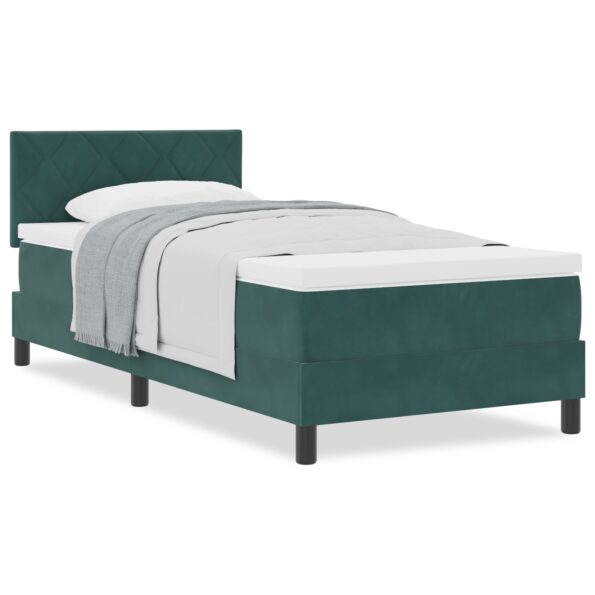3339209_4.jpg vidaXL Box Spring Postel s matracom tmavozelená jednolôžková zamatová – Obrázok 4