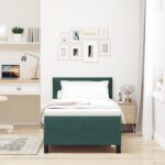 vidaXL Box Spring Postel s matracom tmavozelená jednolôžková zamatová – Obrázok 5