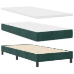 vidaXL Box Spring Postel s matracom tmavozelená jednolôžková zamatová – Obrázok 6