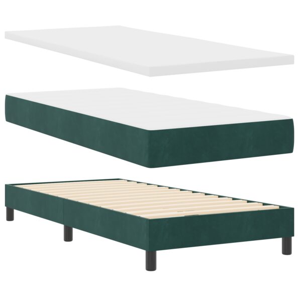 3339209_6.jpg vidaXL Box Spring Postel s matracom tmavozelená jednolôžková zamatová – Obrázok 6