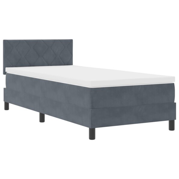 vidaXL Posteľ s pružinovým rámom Tmavo šedá 90 x 200 cm Zamat – Obrázok 2