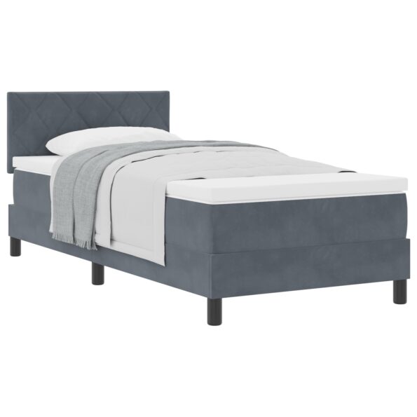 vidaXL Posteľ s pružinovým rámom Tmavo šedá 90 x 200 cm Zamat – Obrázok 3