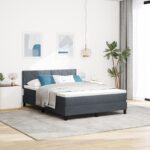 vidaXL Posteľ s boxspringom a matracom tmavo šedá 140x200 cm zamat