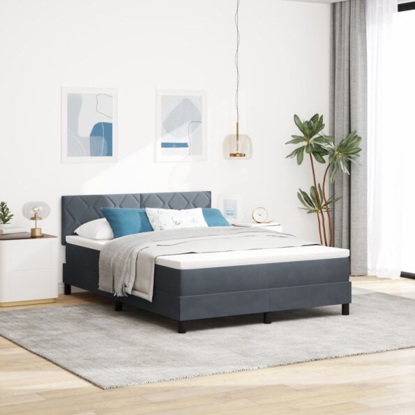 3339243_1.jpg vidaXL Posteľ s boxspringom a matracom tmavo šedá 140x200 cm zamat – Obrázok 1