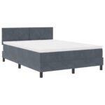 vidaXL Posteľ s boxspringom a matracom tmavo šedá 140x200 cm zamat – Obrázok 2