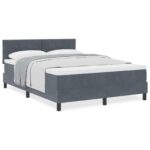 vidaXL Posteľ s boxspringom a matracom tmavo šedá 140x200 cm zamat – Obrázok 4