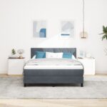 vidaXL Posteľ s boxspringom a matracom tmavo šedá 140x200 cm zamat – Obrázok 5