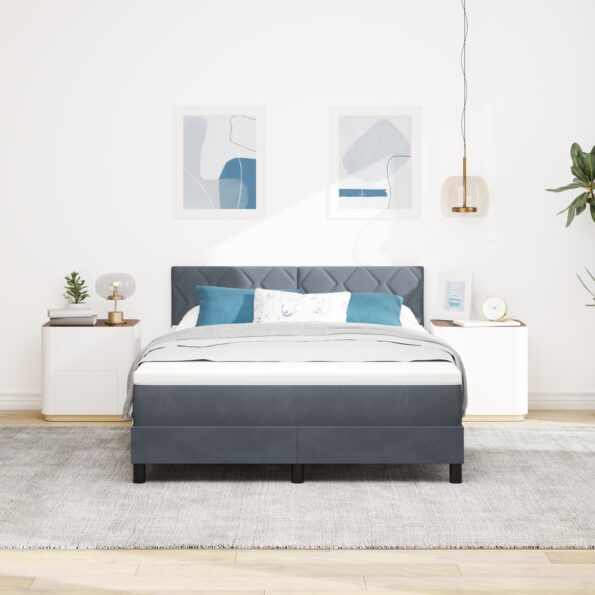 3339243_5.jpg vidaXL Posteľ s boxspringom a matracom tmavo šedá 140x200 cm zamat – Obrázok 5