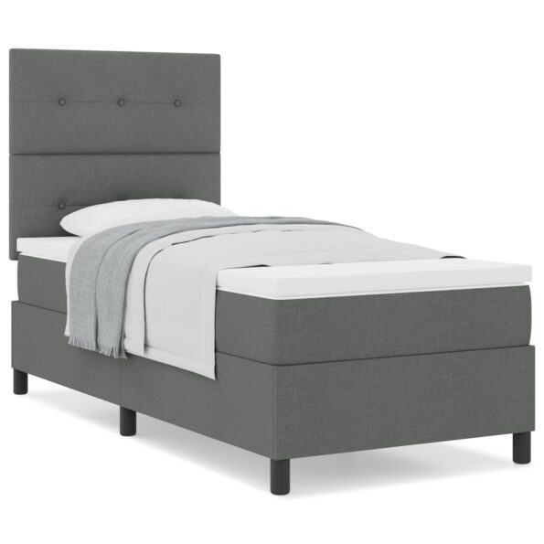 vidaXL Boxspring posteľ s matracom tmavosivá 100x200 cm textília – Obrázok 4