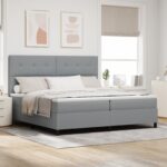 vidaXL rám postele s matracom svetlo šedý textil 200 x 200 cm matrace