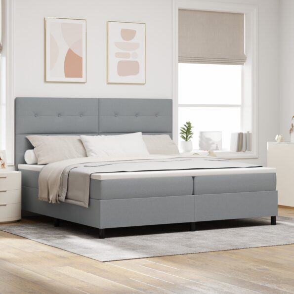 3339413_1.jpg vidaXL rám postele s matracom svetlo šedý textil 200 x 200 cm matrace – Obrázok 1